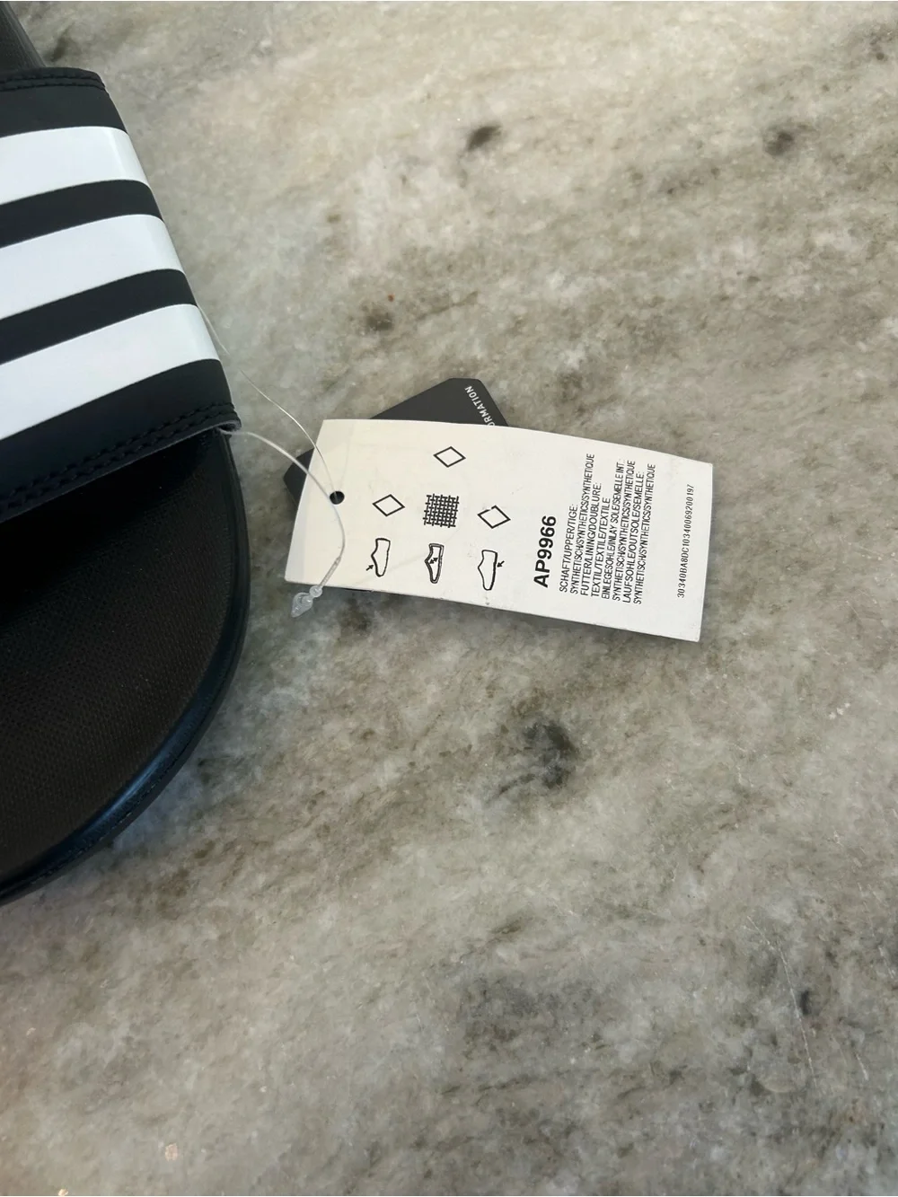 Adidas Black & White Striped Slide Sandals size 6